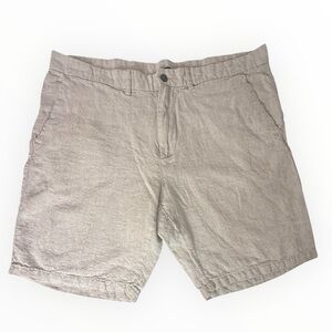 Old Navy Slim 100%‎ Linen Flax Beige Mens 38 Shorts Flat Front Pockets